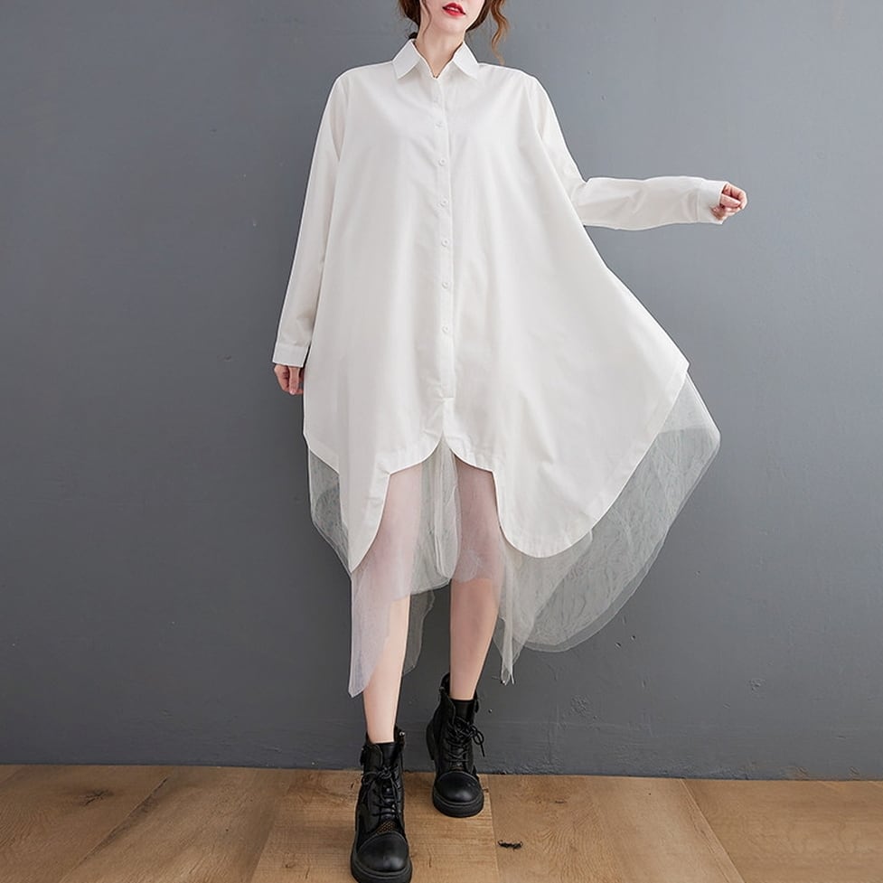 sheer asymmetry hem onepiece / l0769