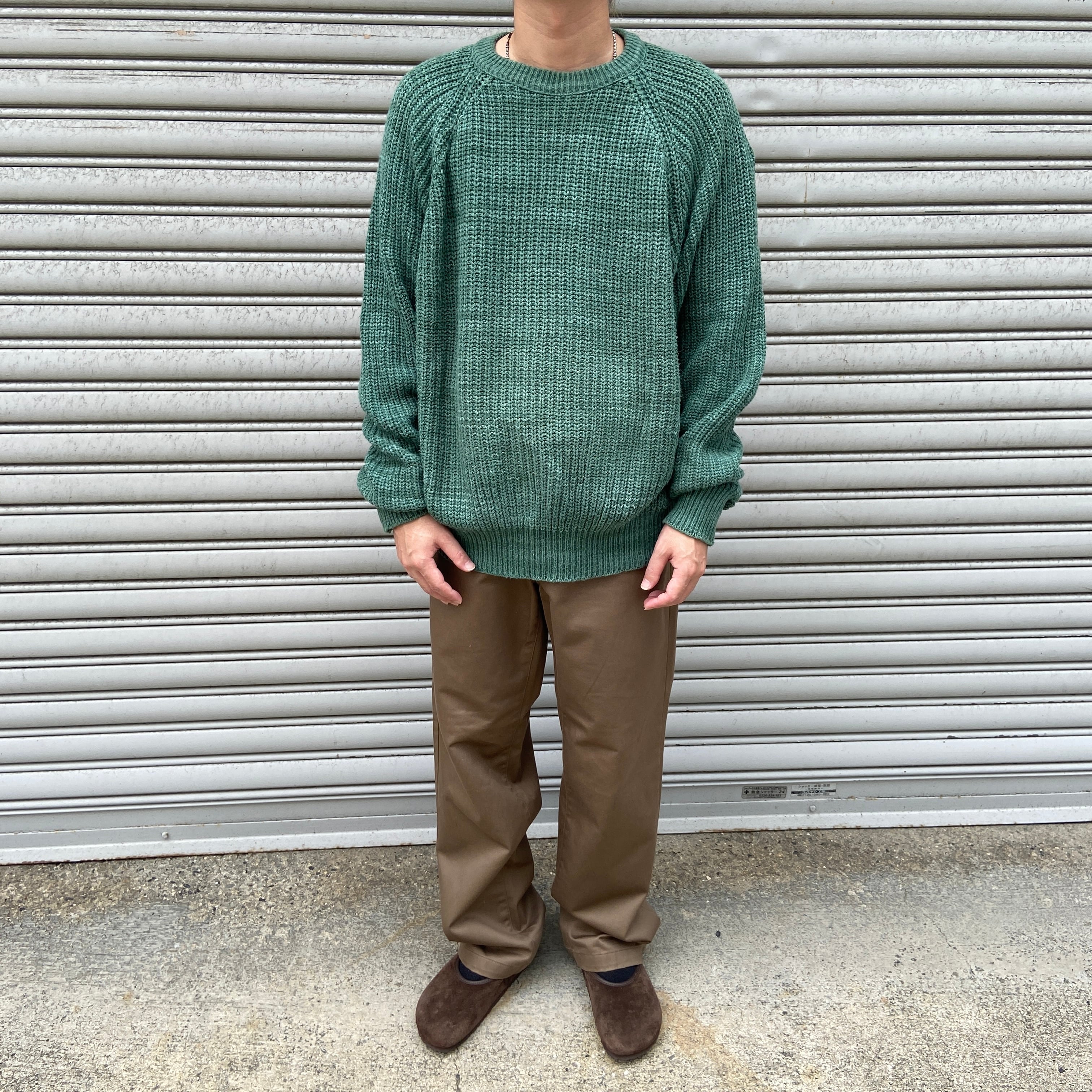 70s 80s USA製 L.L.Bean コットンニット セーター 緑 L | 古着屋 Uan