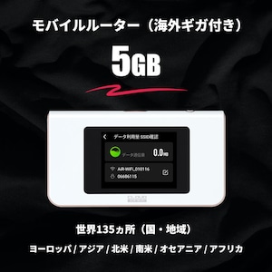 海外ギガ（5GB）+ モバイルルーター（HUNDRED Wi-Fi チャージ Type 本体）