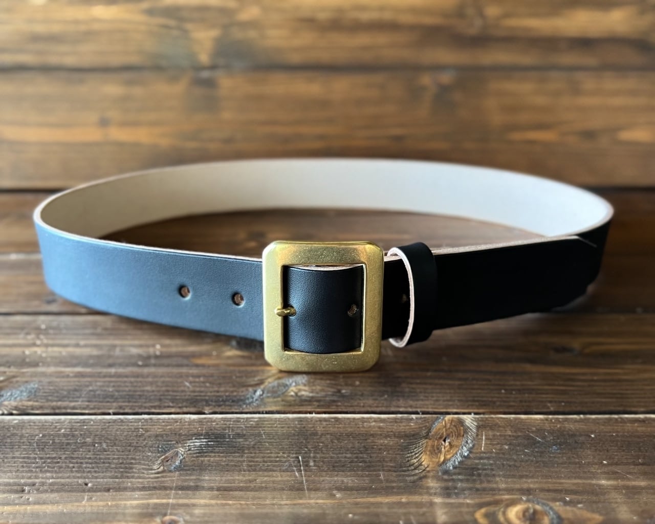 ヌメサドル・クロムエクセル/Octagon Buckle Belt 35mm幅