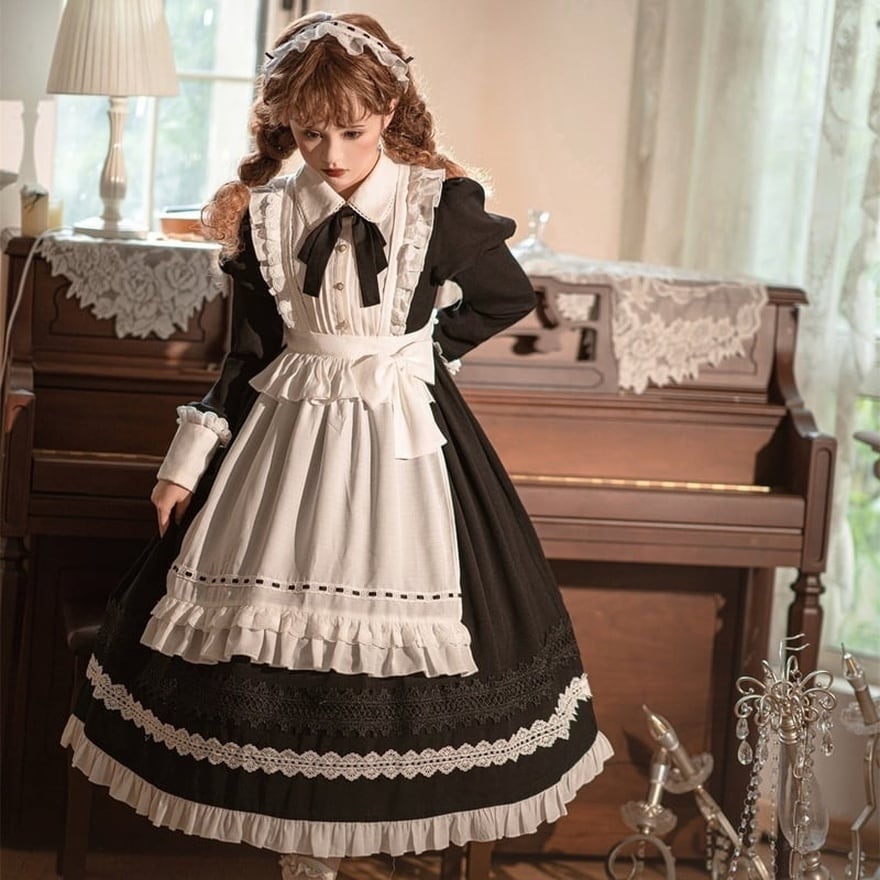 ロリータファッション クラシカルヴィクトリアン風ロングメイド服