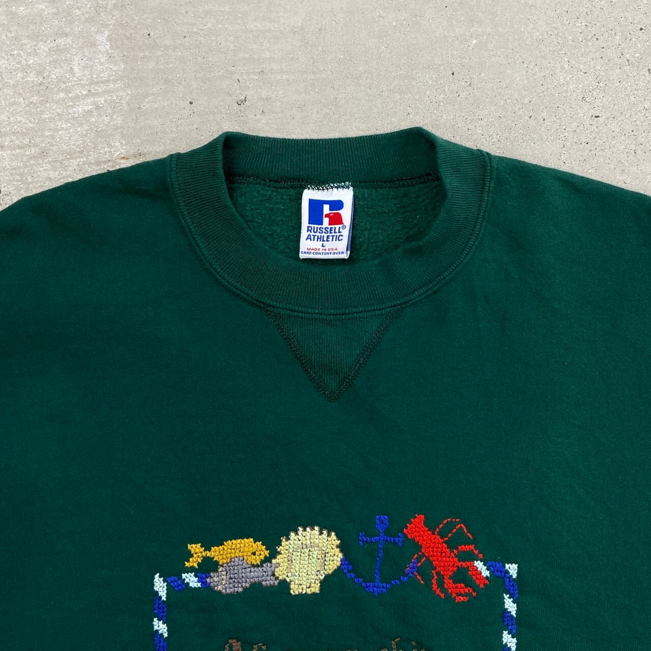 【1987年USA製】トラッカートラック Tracker スウェット ビンテージ 90年代 USA製 RUSSELL ATHLETIC ラッセル クロスステッチ スウェット