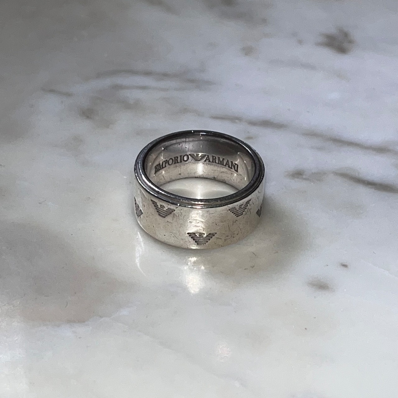 EMPORIO ARMANI logo silver ring