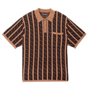 【PASS~PORT】Pattoned Knit Polo - CARAMEL