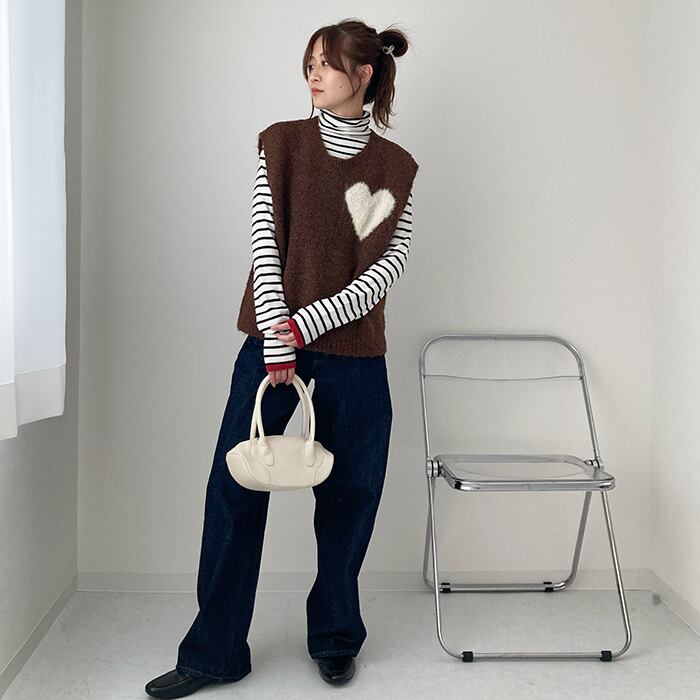 2025AW新作】ニットベスト レディース ベスト ハート柄 ブークレ