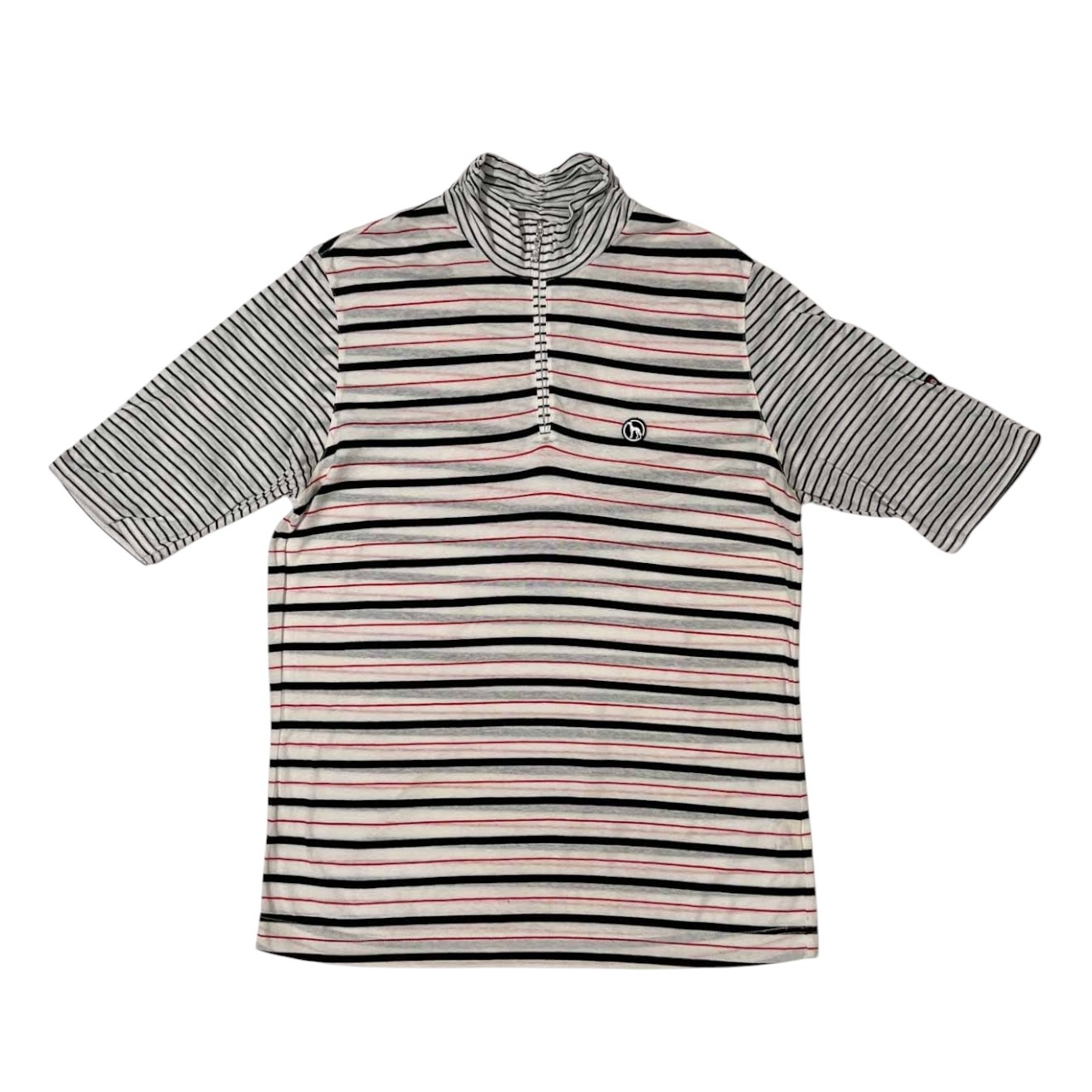 dabat アダバット ボーダー柄 ハーフジップ 天竺コットン ストレッチ 半袖Tシャツ サイズ 40 /ワールド/日本製