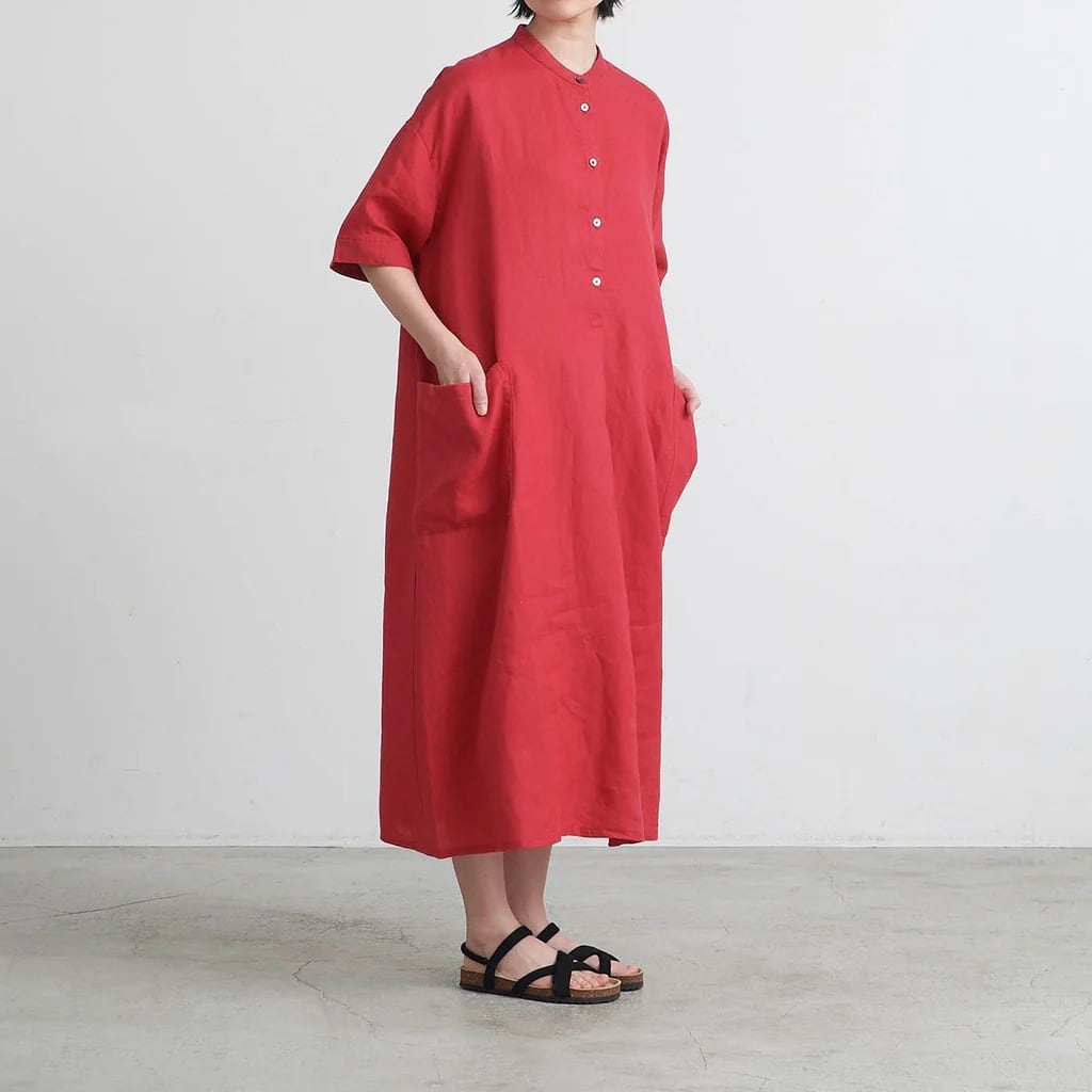 【未使用 タグ付き】HEAVENLY リネンバンドカラープルオーバーワンピース HEAVENLY ヘブンリー レディース ワンピース Linen Bandcollar