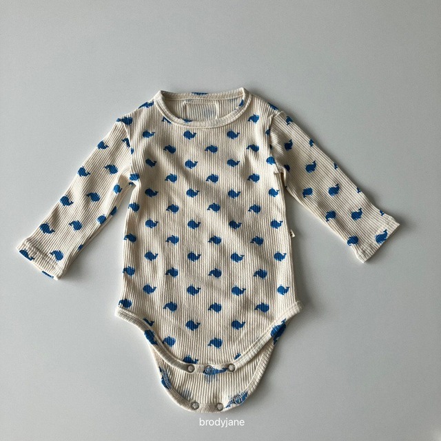 【取寄】brodyjane｜blue whale long-sleeve bodysuit｜ブルーホエール長袖ボディスーツ｜one｜3-10m｜26 autumn