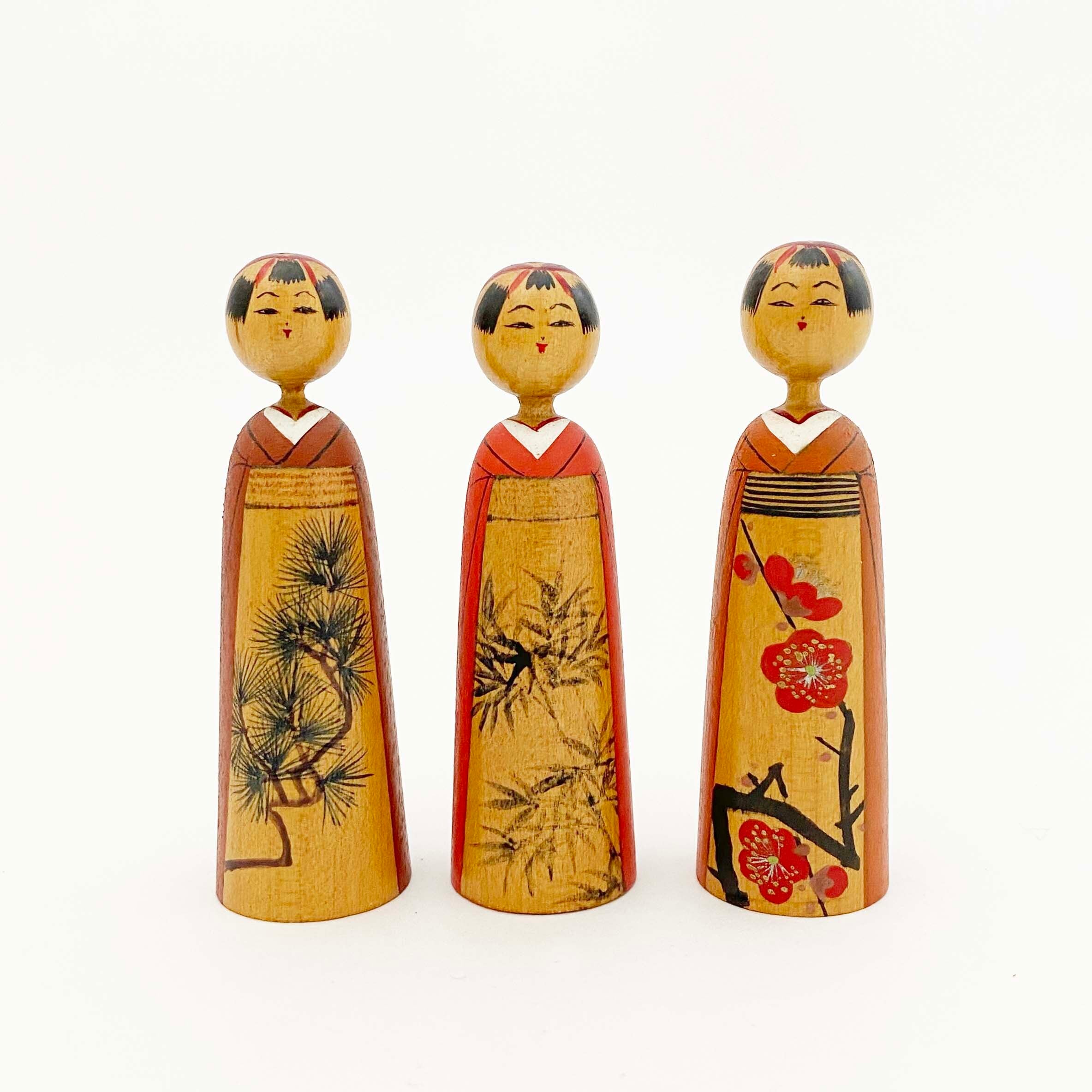 与八人形(小寸松竹梅3人娘セット)