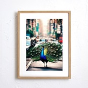 Peacock Trip|孔雀を纏う象のユニークアートポスター||遊び心と存在感で空間を彩る個性派インテリアA3ポスター
