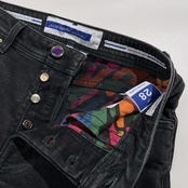 JACOB COHEN ヤコブコーエン LUXURY DENIM 裏地総柄 ストレッチ スリム デニムパンツ サイズ 28 /ブラック系 イタリア製 コロネット代理