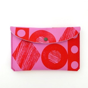 Ark Colour Design "THROW SOME SHAPES - LARGE PURSE" Hot Pink / Red 本革 財布 カードケース