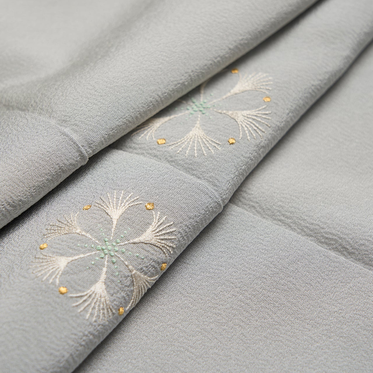 日本工芸会正会員 森康次 花の模様 手刺繍附下 袷着物【お仕立て替え済