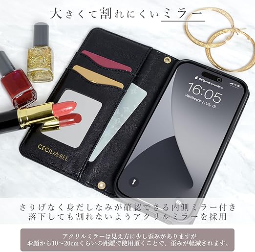 CECIL McBEE 正規品 】 iPhone 16 ケース 手帳型 ミラー付き セシル