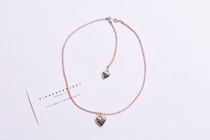 colorful beads heart necklace J