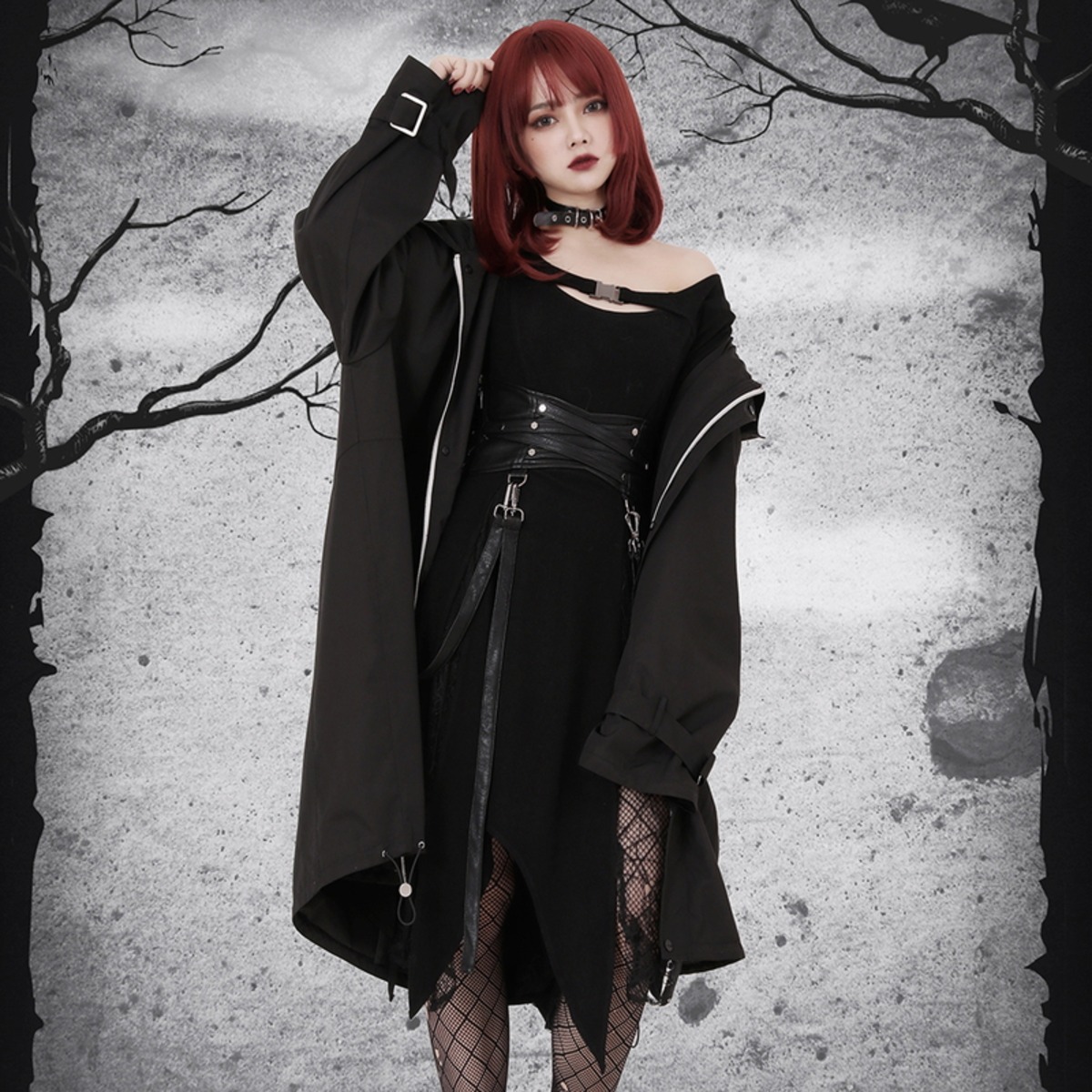 天使と悪魔 ゴスロリ 春服 ジャケット スプリングコート 黒ゴス 病み 