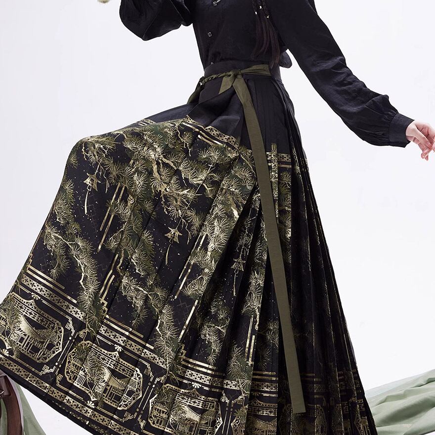 サブカル 服 地雷系 通販 ラップスカート 巻きスカート ロング丈 漢服 ゴールド 闇かわいい