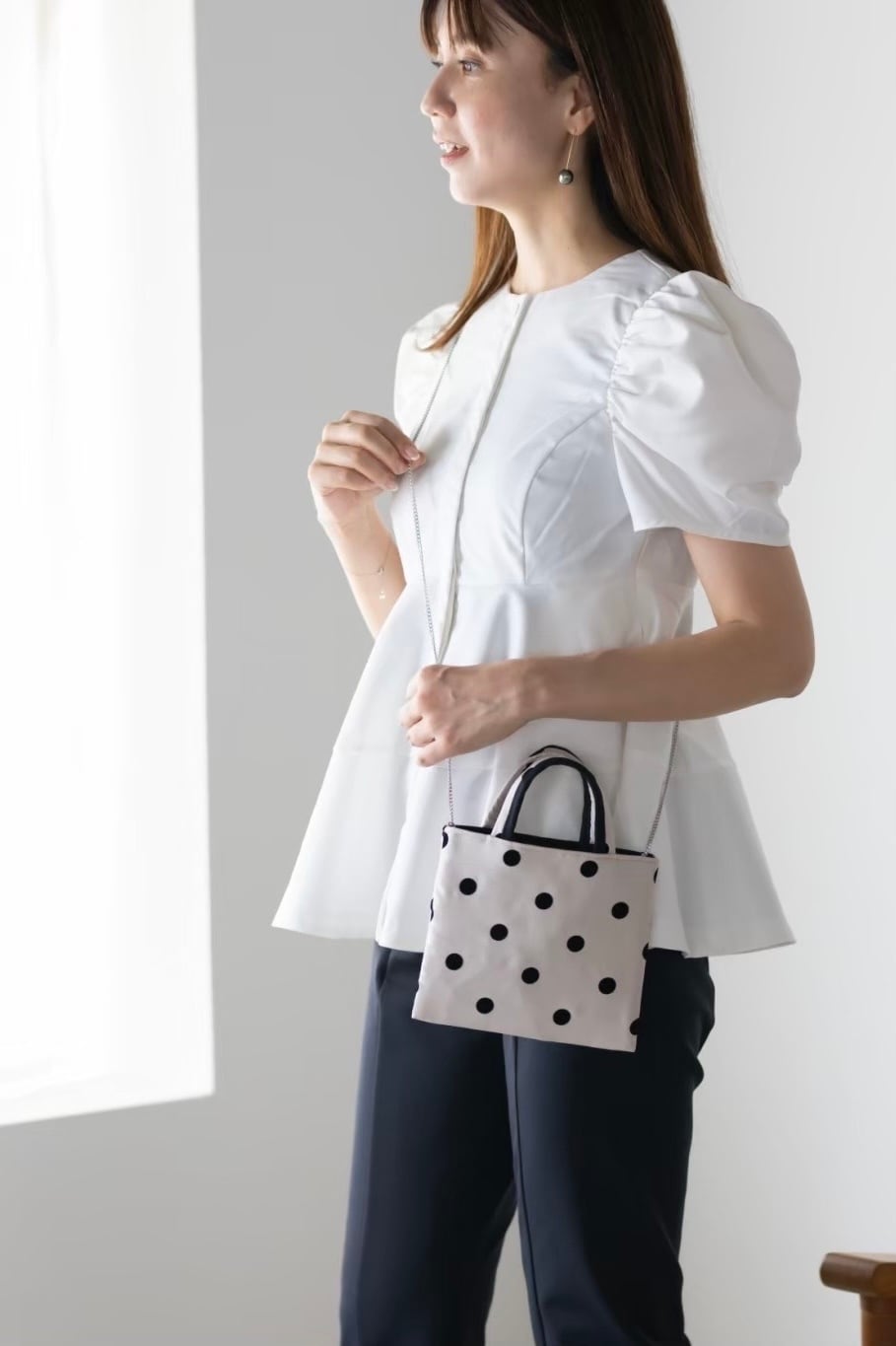 BIBI bag. “POCHETTE” Dot. White | BIBI bag presented by BIBI soeurs.