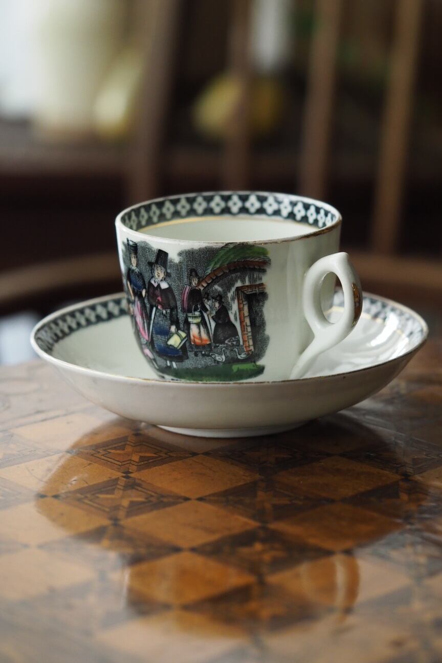 ウェールズ カップ&ソーサーセット-antique pottery cup & saucer set