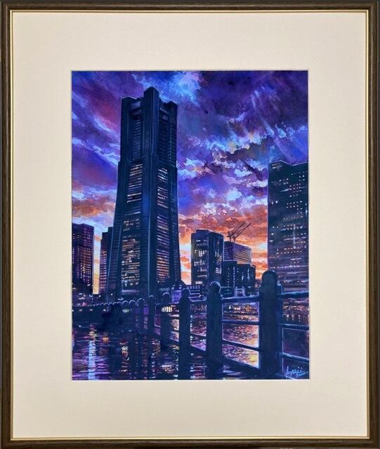 雨上がりのみなとみらい水彩原画11 F6額装済み | Pay ID