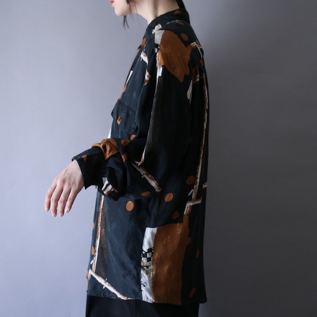 "GOOUCH" fish and art full pattern over silhouette shirt