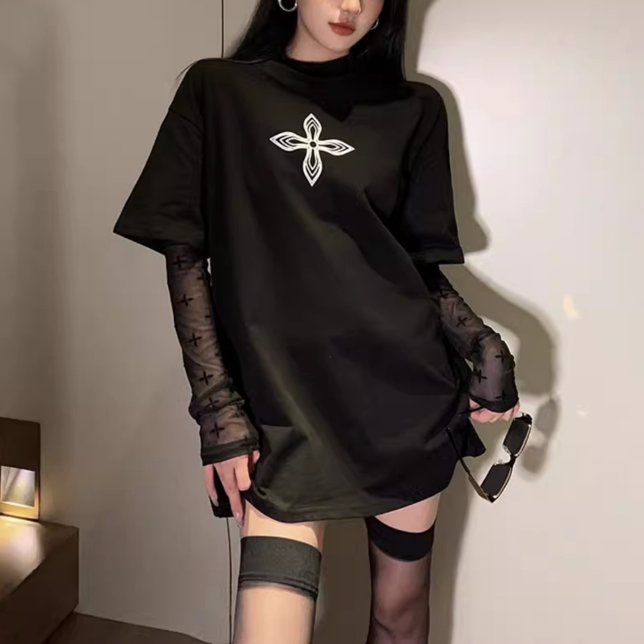 Short-sleeve T-shirt and mesh base layer set (ME414)