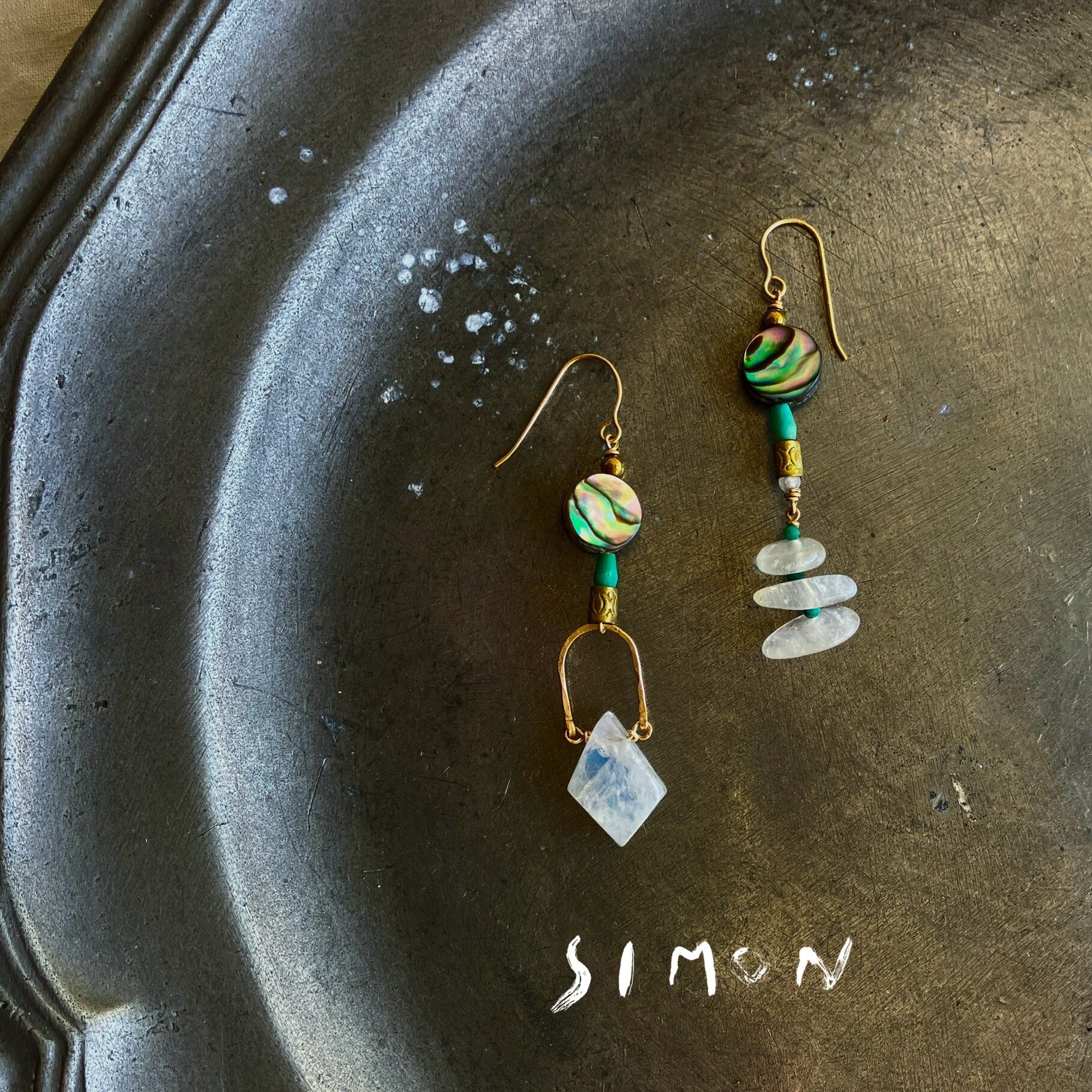 14kgfガーデンクォーツ・ルビー・スピネル・サファイアピアス