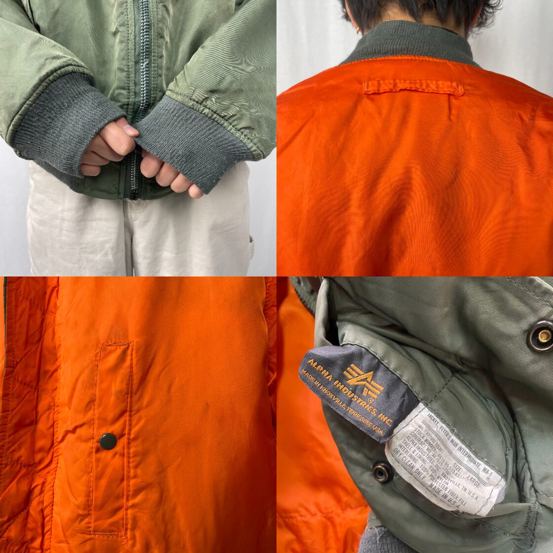 90年代 USA製 ALPHA アルファ MA-1タイプ フライトジャケット メンズL 