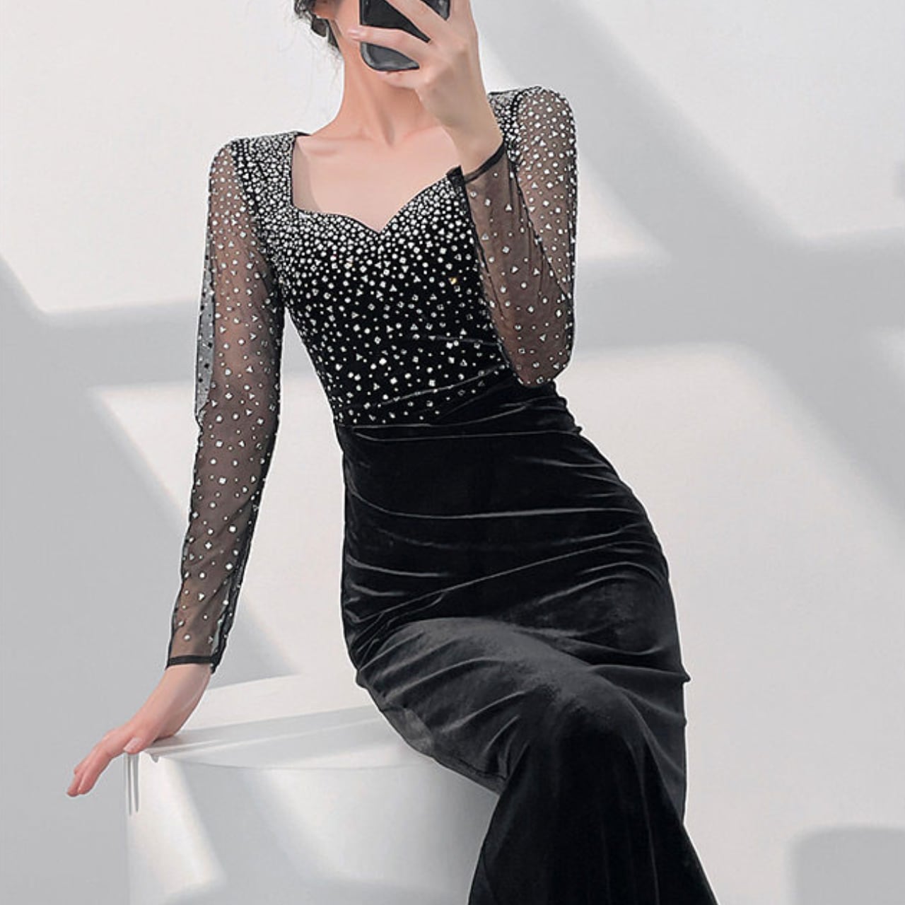 Velvet mermaid long dress S1650