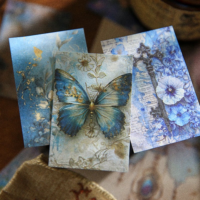 在庫限り】E33 素材紙 豆本 100枚入 50デザイン 月 星 蝶々 レトロ