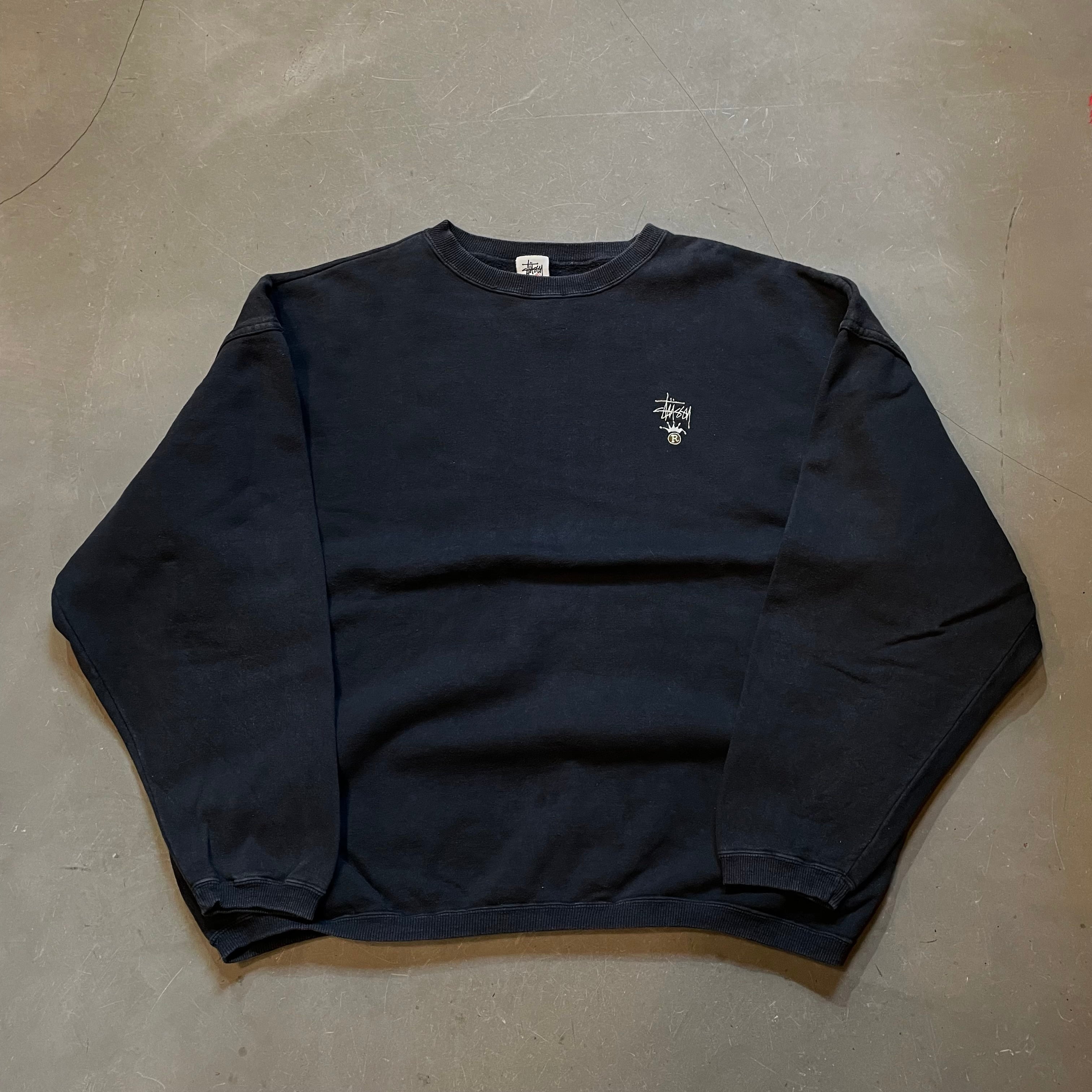 90s-00s STUSSY “JAZZ MAN” Sweatshirt 紺 M | KAISER