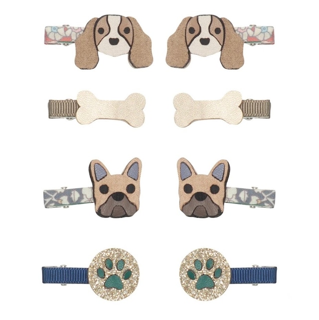 MIMI&LULA　ミミルラ　Doggy mini clips ヘアピン 犬柄　フレブル　ヘアクリップ　セット　ヘアアクセサリー　ギフト　プレゼント　出産祝い