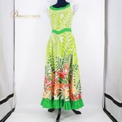 フラダンス 衣装 ワンピース ドレス グリーン系 アロハスタンダード フラ ダンス バードオブパラダイス柄 緑 黄緑 白 赤 爽やか ALOHA STANDARDS 日本製 かわいい パフスリーブ 華やか ハワイアンプリント ホワイト系 オレンジ系 レッド系