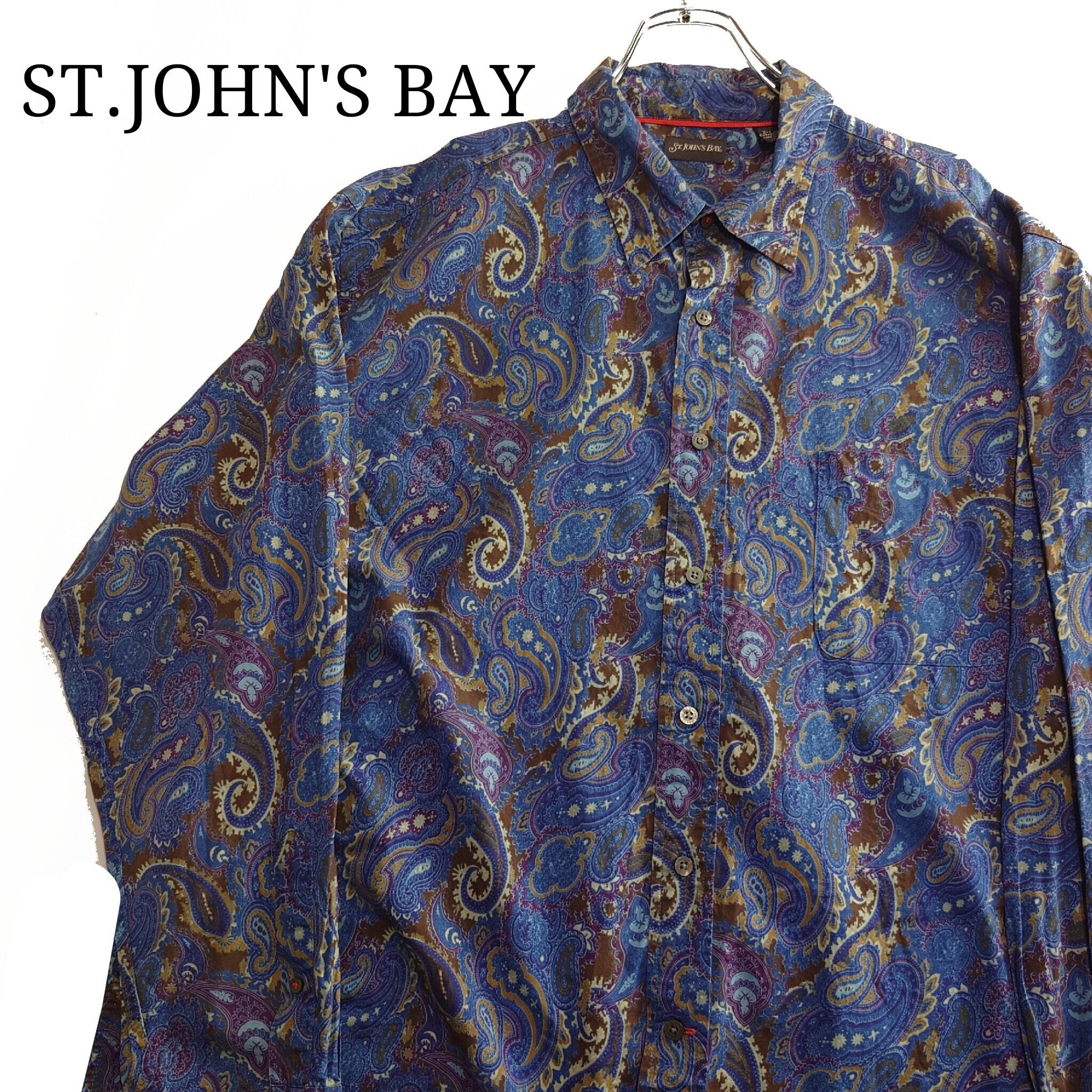 【希少】ST.JOHN'S BAY セントジョンズベイ ペイズリー柄シャツ