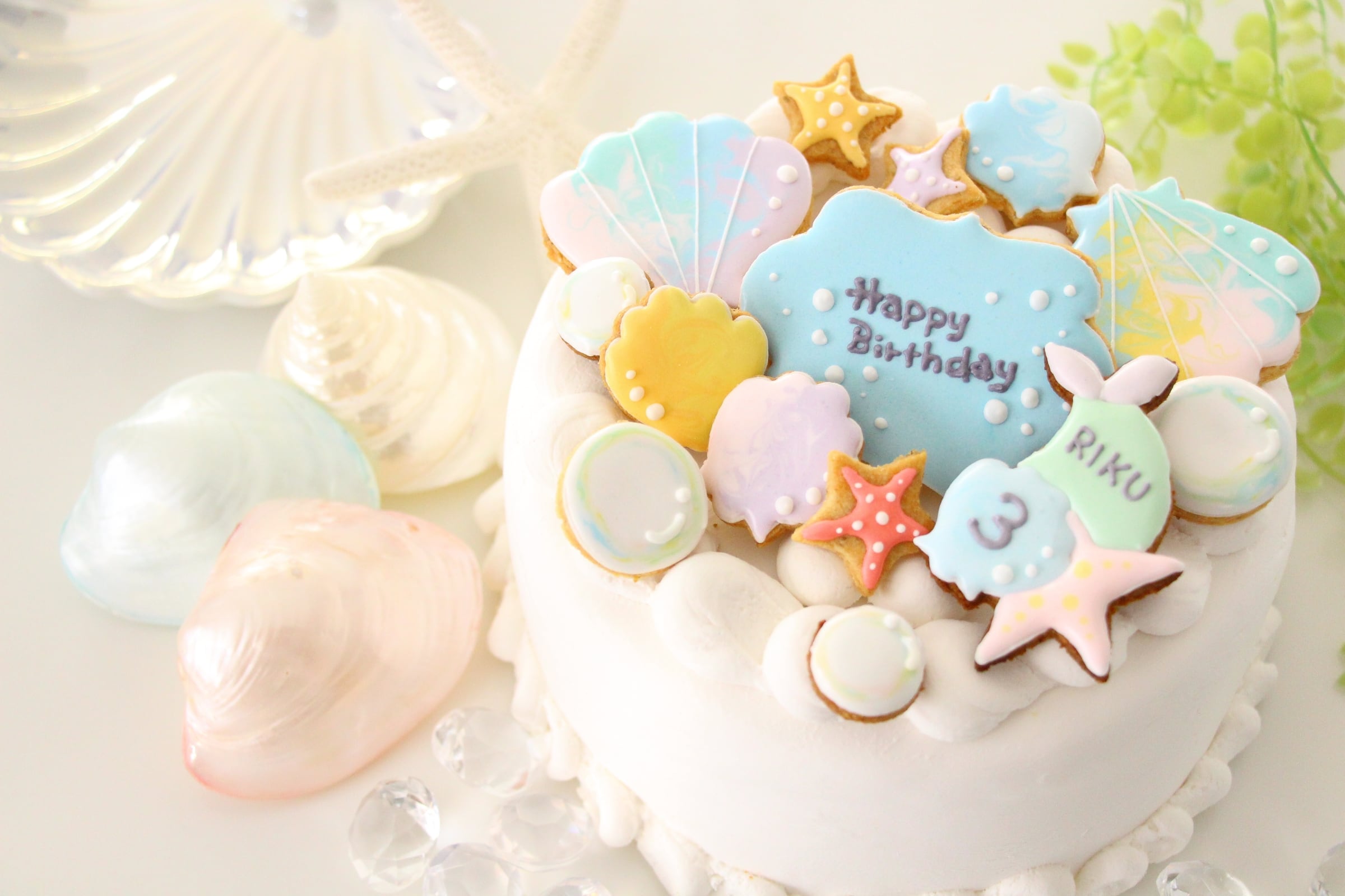 アイシングクッキー マーメイド 誕生日 ケーキ 飾り 海 マリン 貝殻