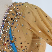 社交ダンス 衣装 スタンダード ドレス ワンピース スタンダードドレス 白 青 フロート デモ 競技 ダンス パーティ 発表会 綺麗 ホワイト系 ブルー系 上品 ダンスステージ 競技用 発表用