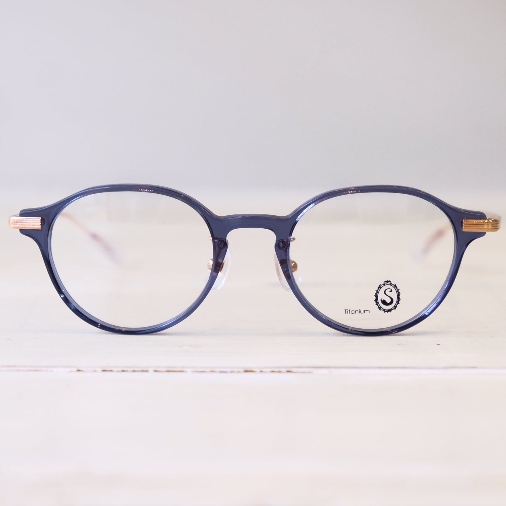 Seacret Remedy シークレットレメディ メガネ レディースブロウ S-044 / Blue + Rose gold | livra  eyewear powered by BASE