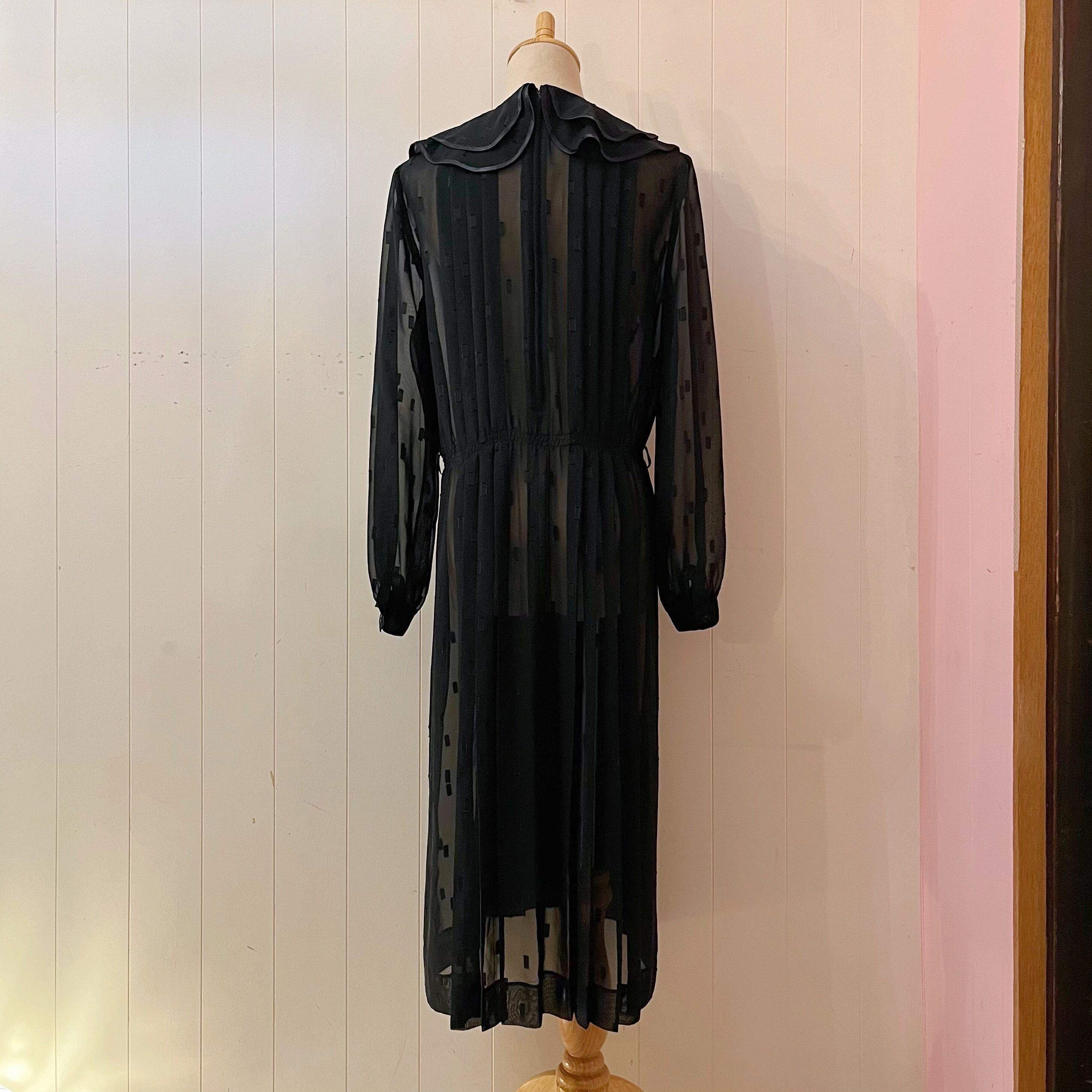 black sheer double collar one-piece