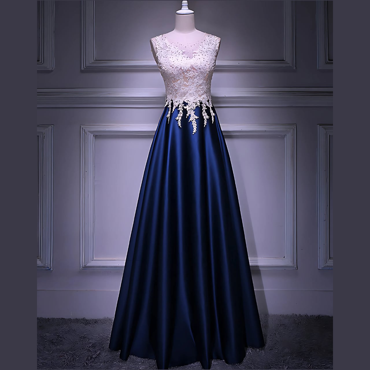 Aライン ノースリーブ ロングドレスHF 1523