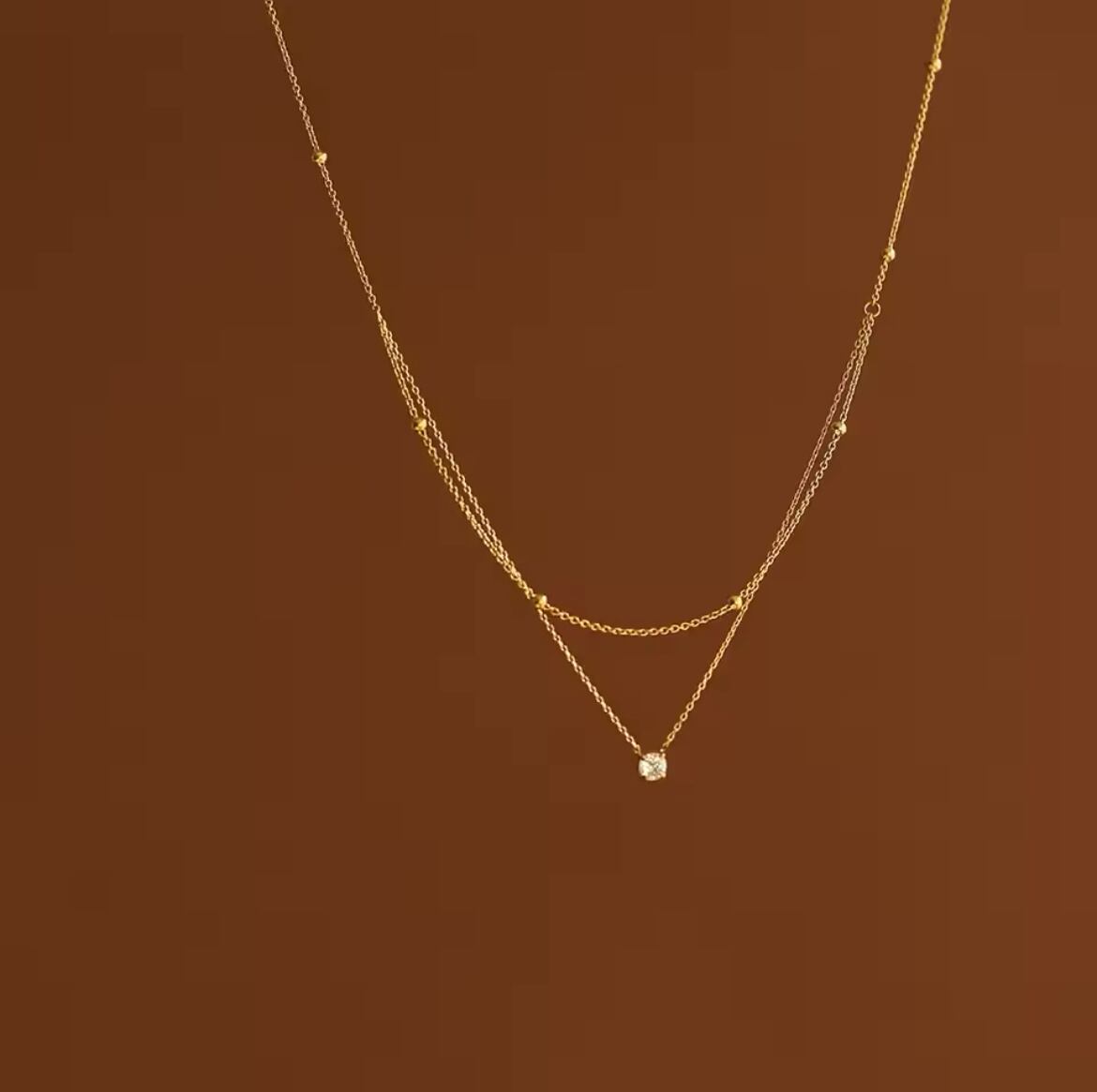 金アレ対応 ダブルチェーン華奢ネックレス(0661)