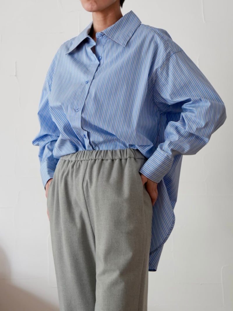 【SALE】272s. PRIORITY /プライオリティ ストライプシャツ (サックス、ブラウン、チャコール)(P57043BF)