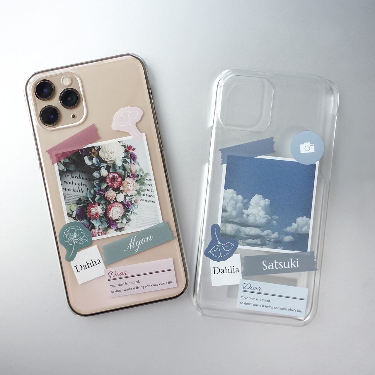 名入れ コラージュクリアケース Iphoneケース Dahlia 名入れ コラージュクリアケース Iphoneケース Dahlia