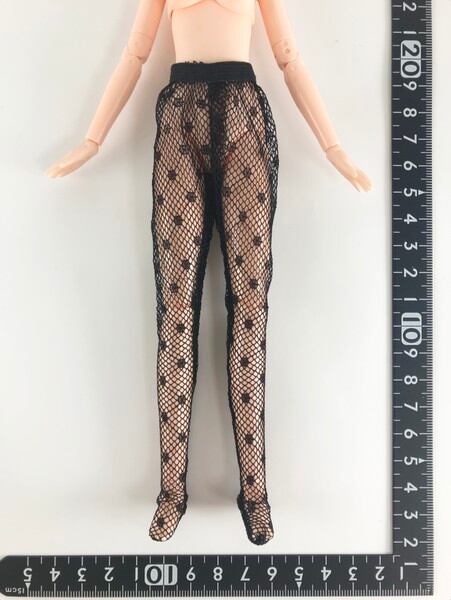 ドールアクセサリ 1/6 女性用 レースストッキング ドット柄 網タイツ 黒 STK 16878 - 画像1