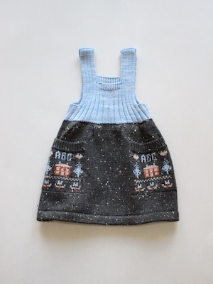 iver and isla   cross-stitch sampler pinafore. coal  8y