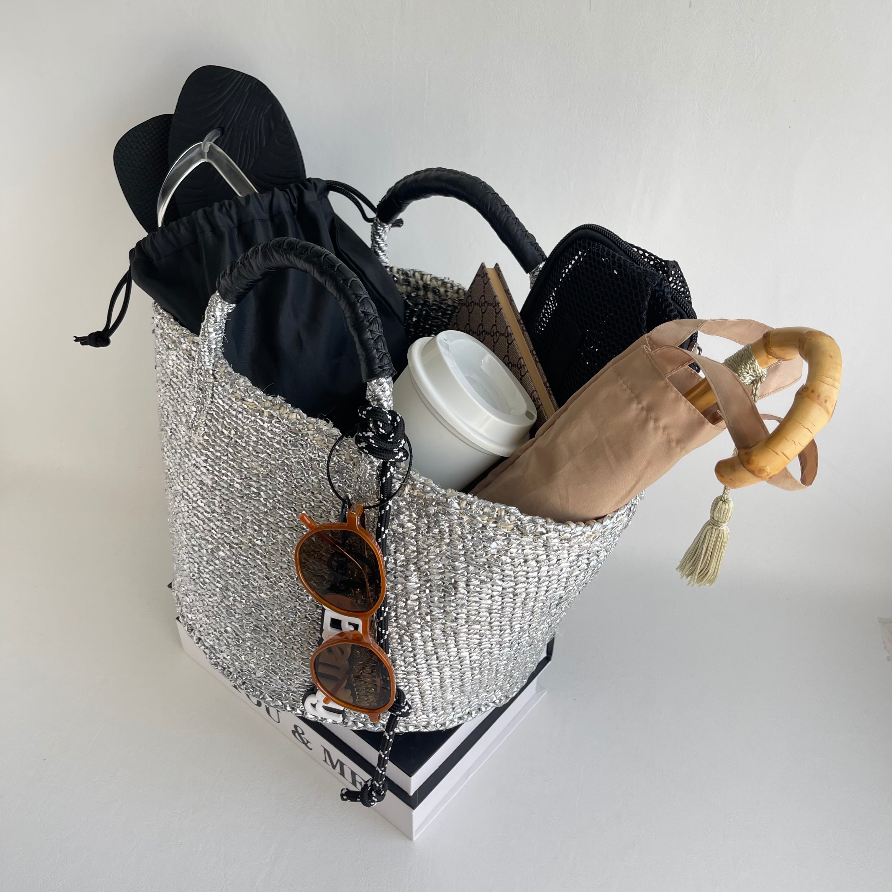 Kago-Bag / ML / Eternity charm / Silver / 巾着バッグ付き | meong blue