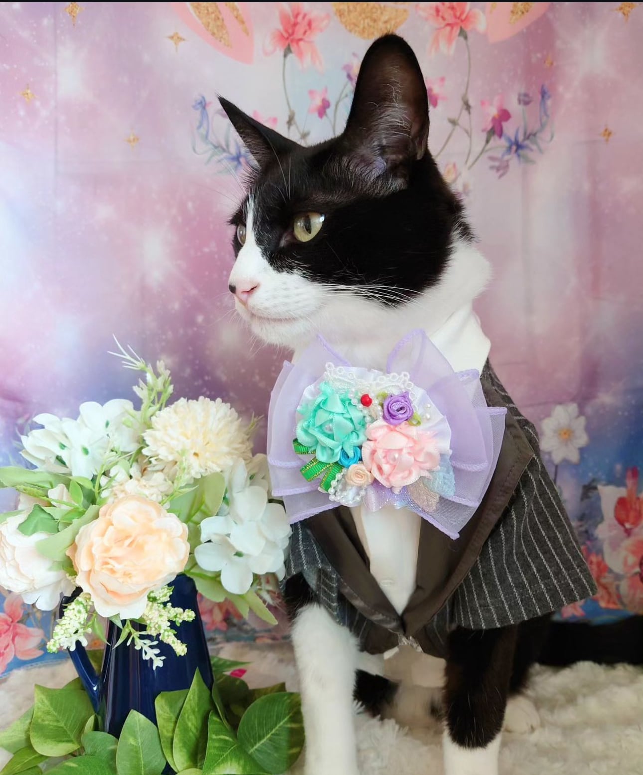 YOSEUE(寄せ植え)チョーカー】グランデサイズ 犬猫チョーカー リボン