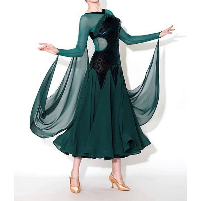 ケープスリーブ ワインレッド・エメラルド ロングドレス ds0985