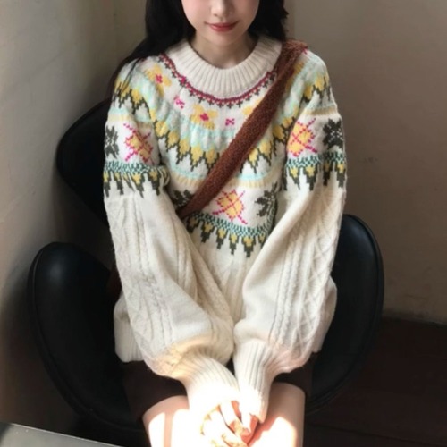 フェアアイルケーブルニットプルオーバー ・71536