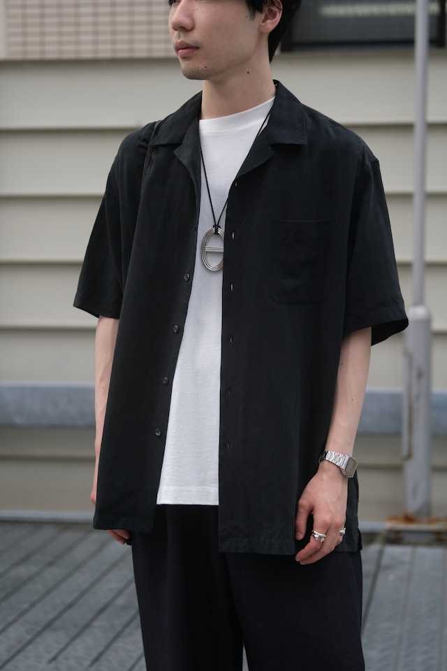 Utah/ 90's "PERRY ELLIS" geometric all silk open collar short-sleeve shirt