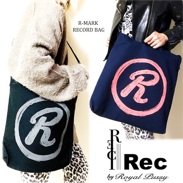 Rec by Royal Pussy / レック バイ ロイヤルプッシー「R-MARK RECORD BAG」ショルダーバッグ トート メッセンジャー サコッシュ キャンバス Rマーク シドヴィシャス  黒 ブラック 紺 ネイビー メンズレディース パンクロック PUNKROCK バンド 川村カオリ ステージ衣装 Rogia